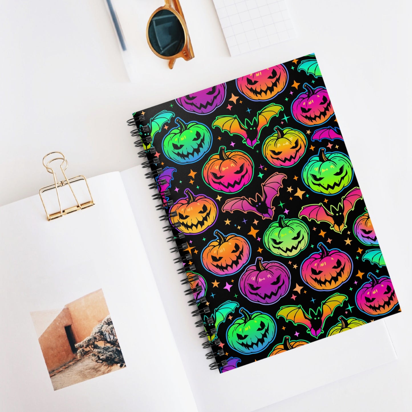 Neon Pumpkin Spiral Notebook