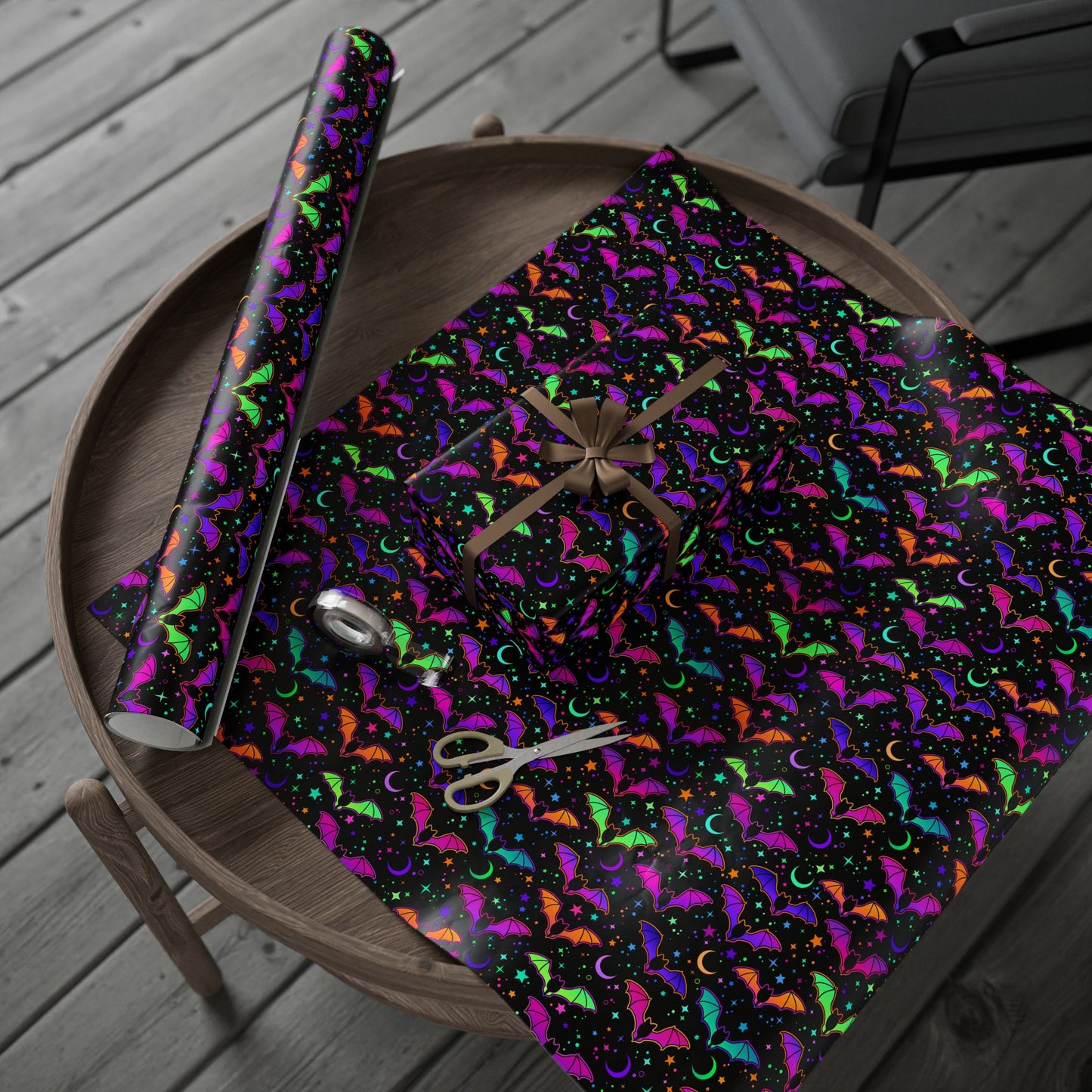 Neon Bats Wrapping Paper