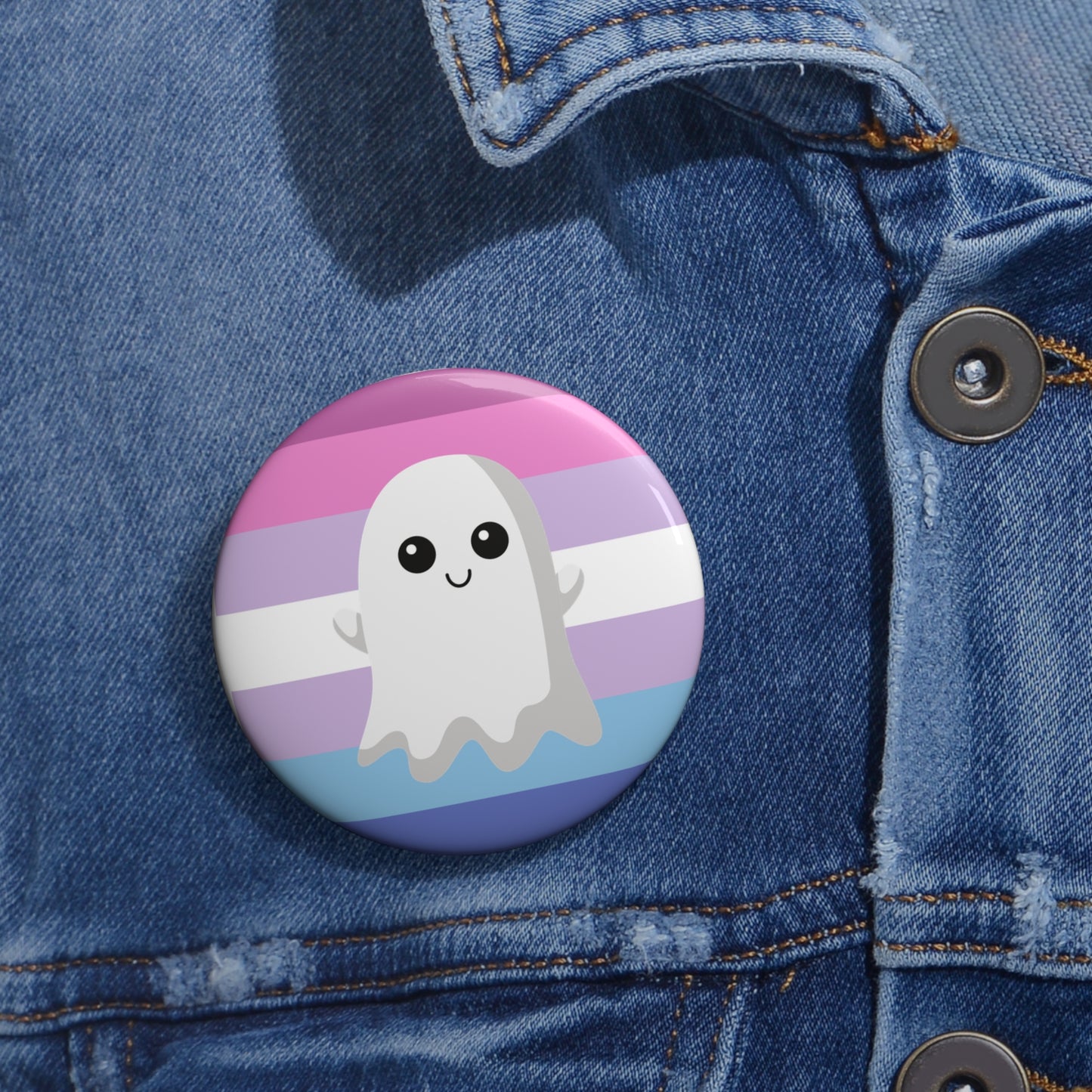 Bigender Ghost Pride Pin Buttons