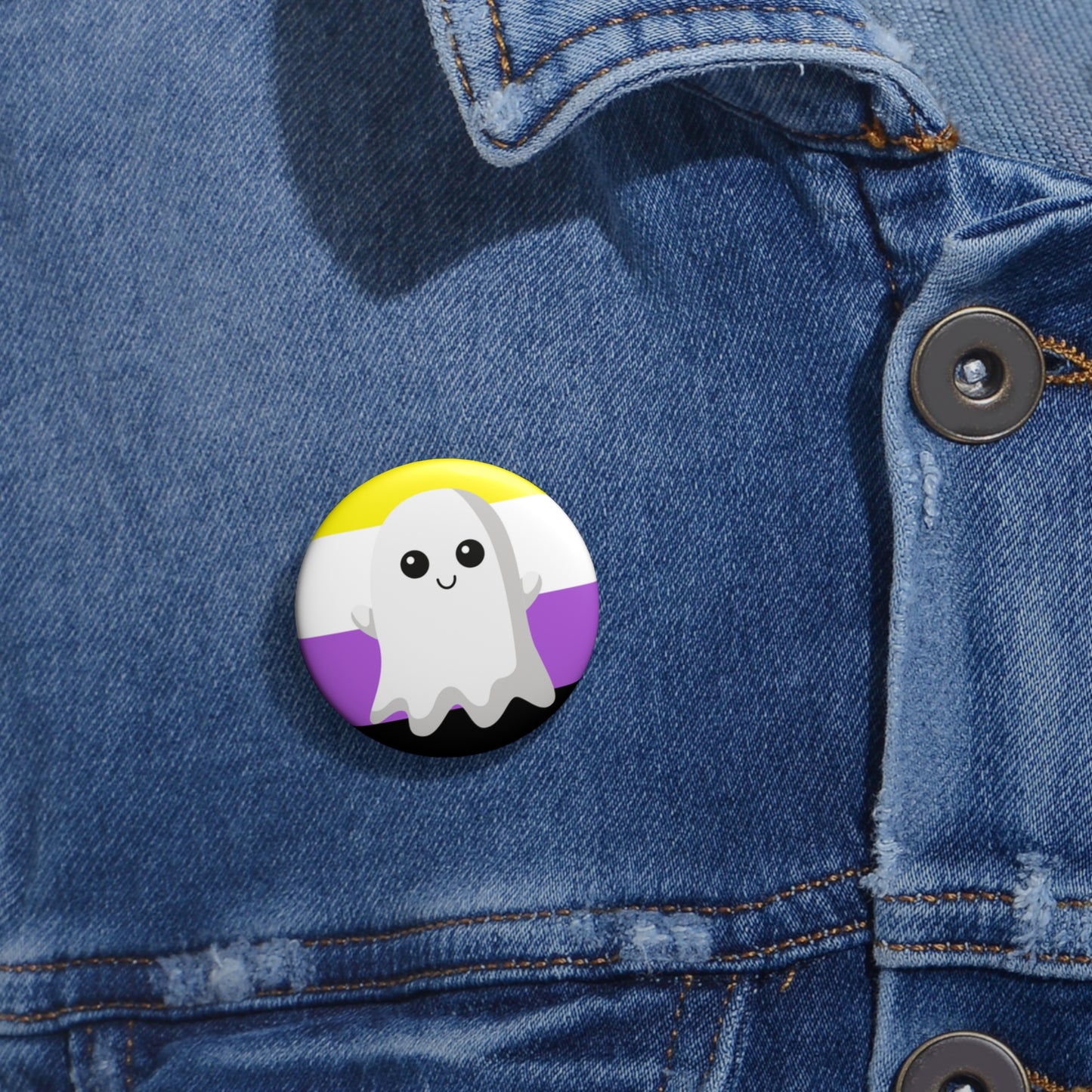 Non-Binary Pride Ghost Pin Buttons