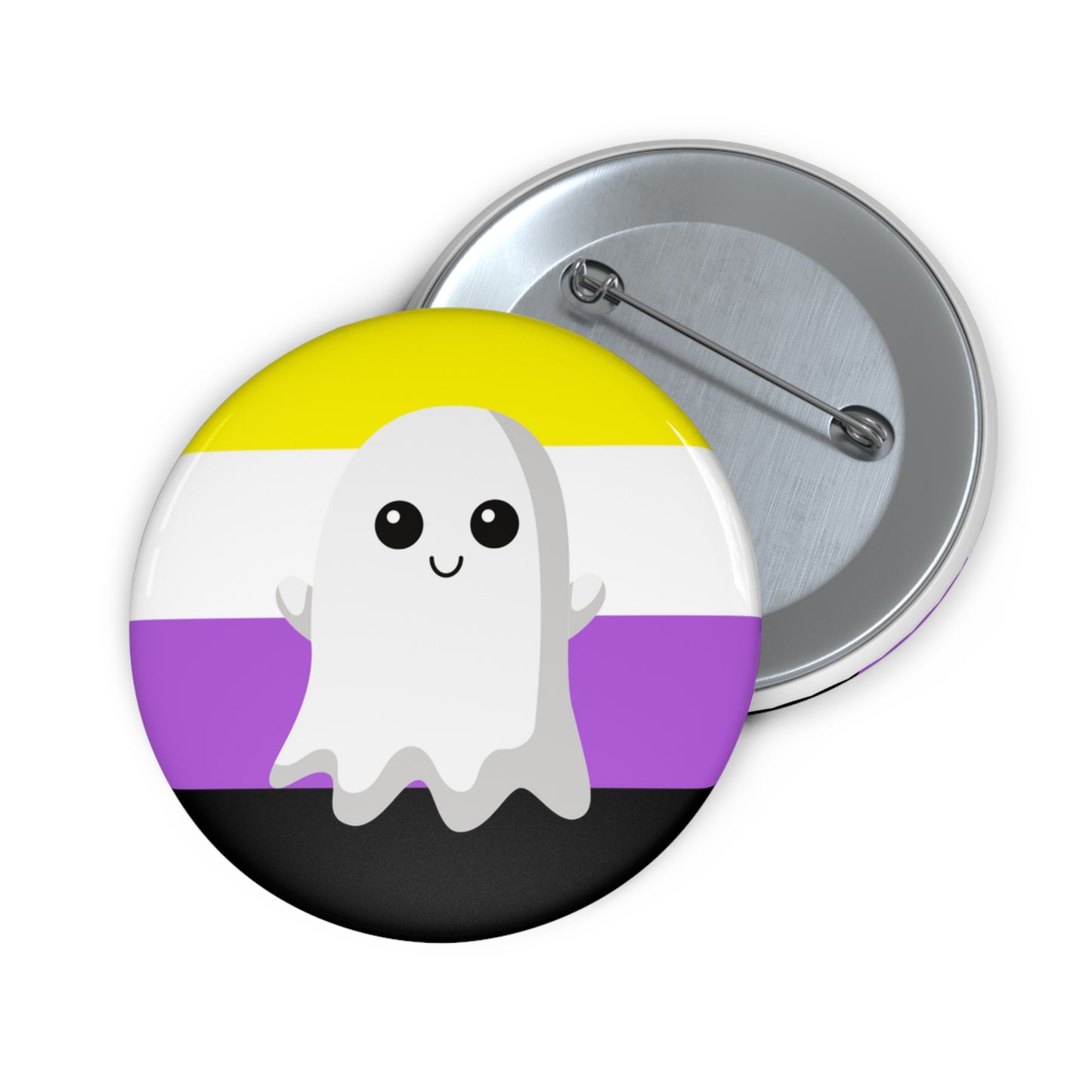 Non-Binary Pride Ghost Pin Buttons