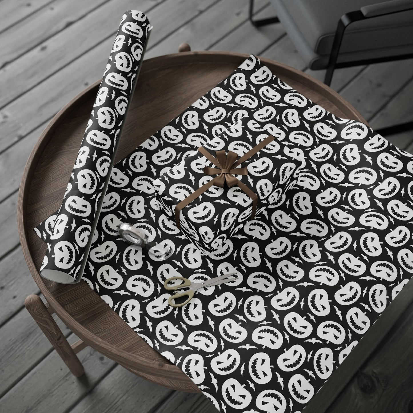 Black and White Pumpkin Wrapping Paper