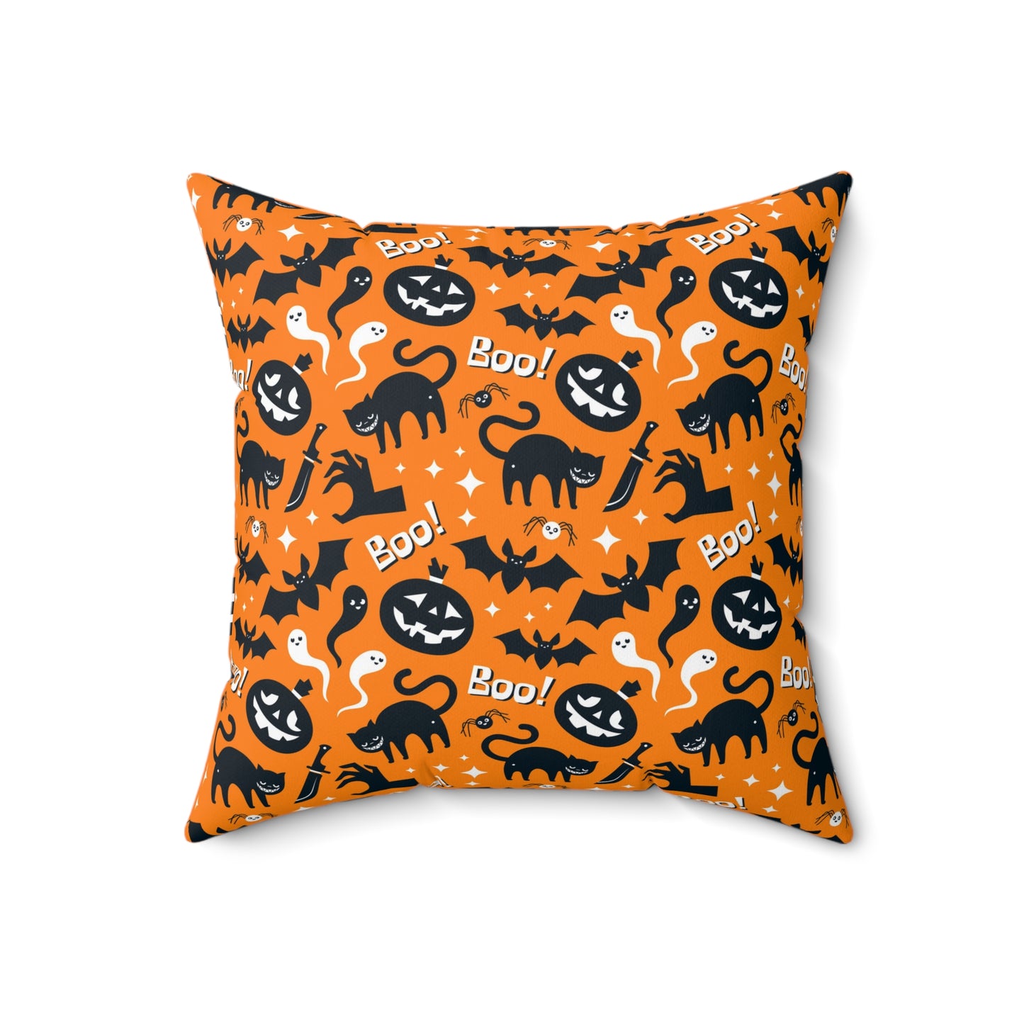 Pumpkin And Ghost Square Pillow