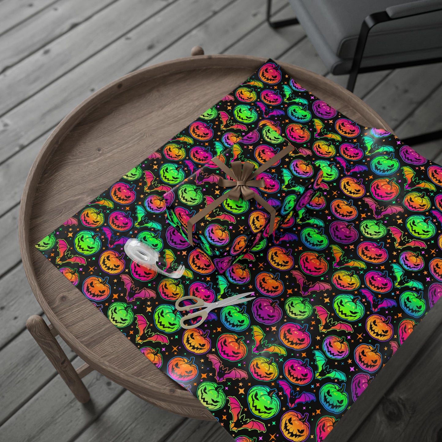 Neon Pumpkin Wrapping Paper