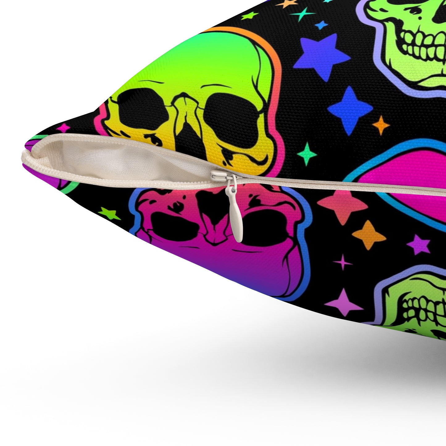 Neon Skull Square Pillow