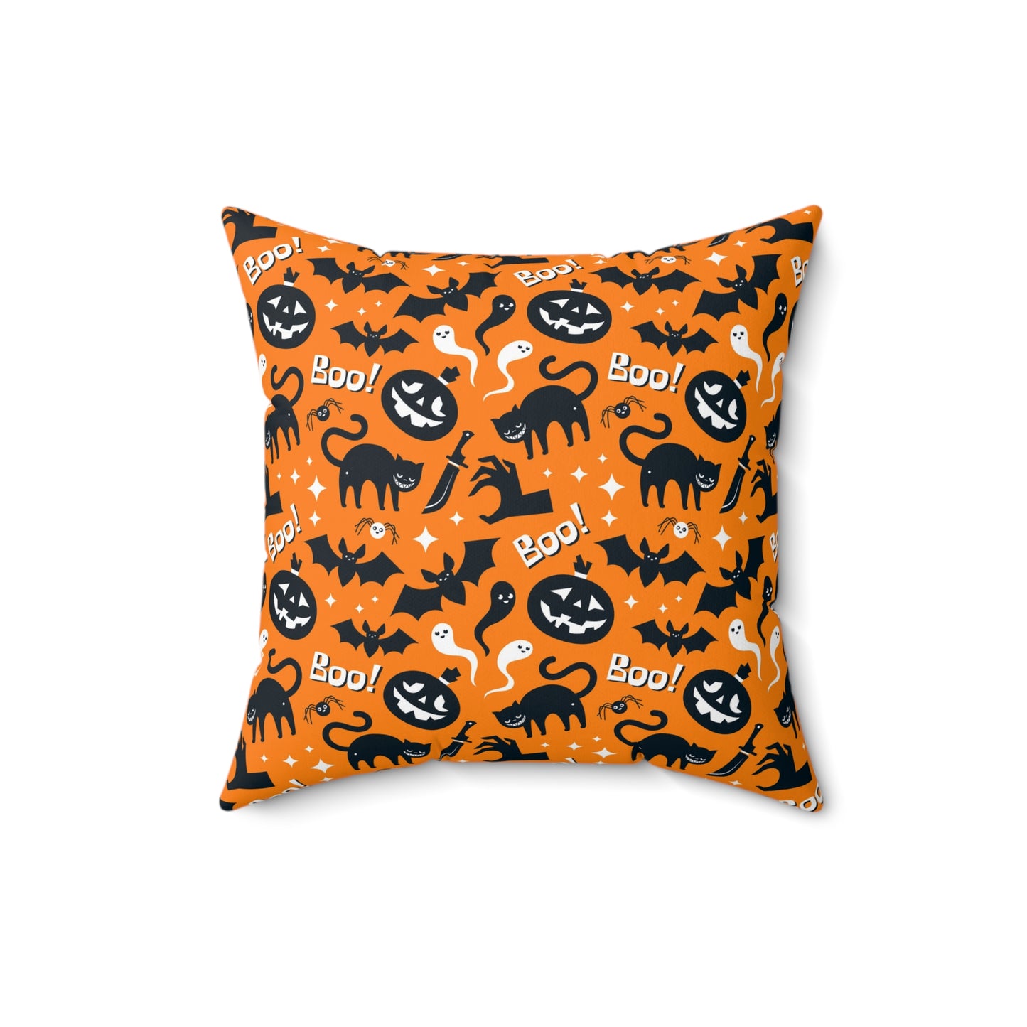 Pumpkin And Ghost Square Pillow