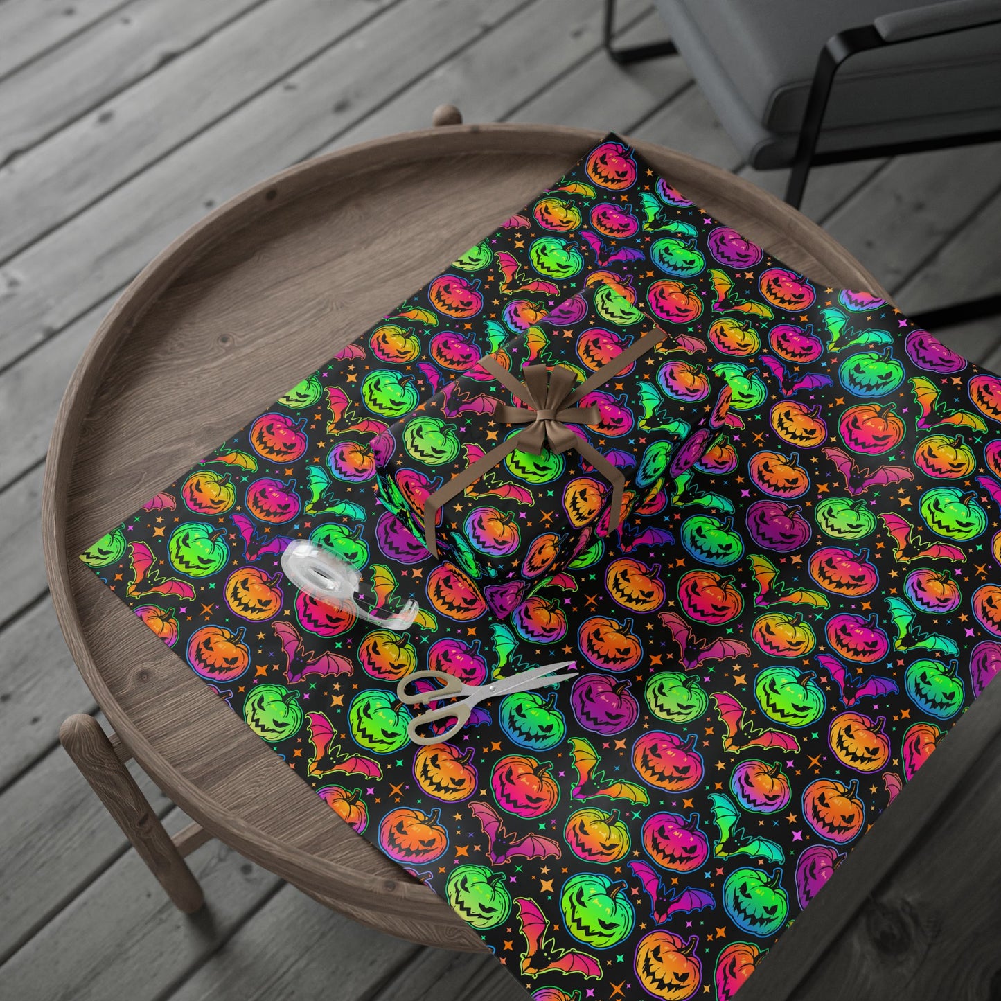 Neon Pumpkin Wrapping Paper