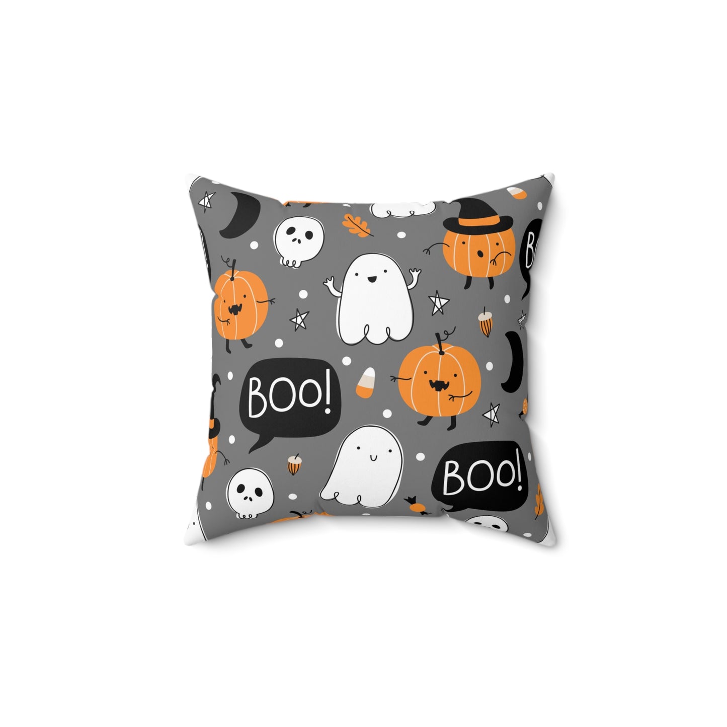 Ghost And Pumpkin Square Pillow