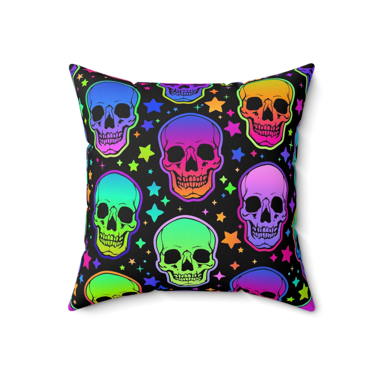 Neon Skull Square Pillow