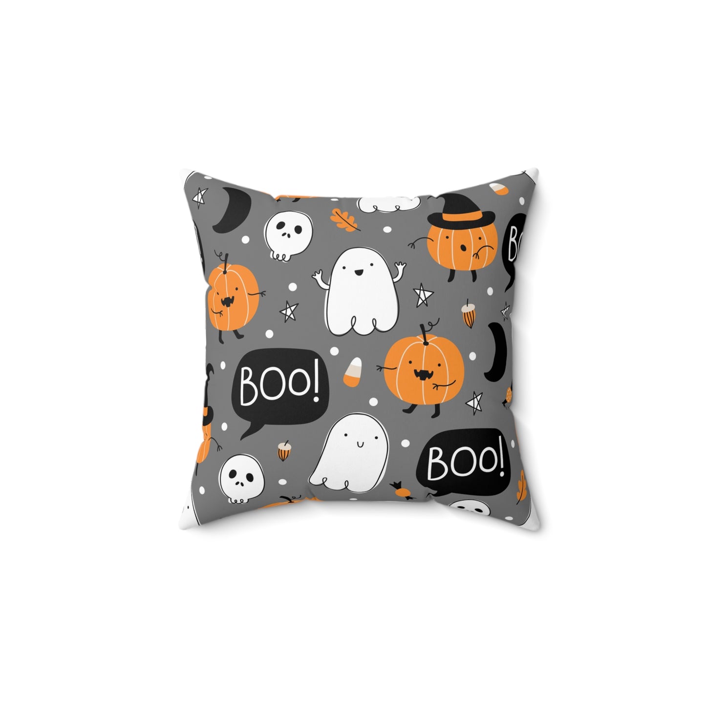 Ghost And Pumpkin Square Pillow