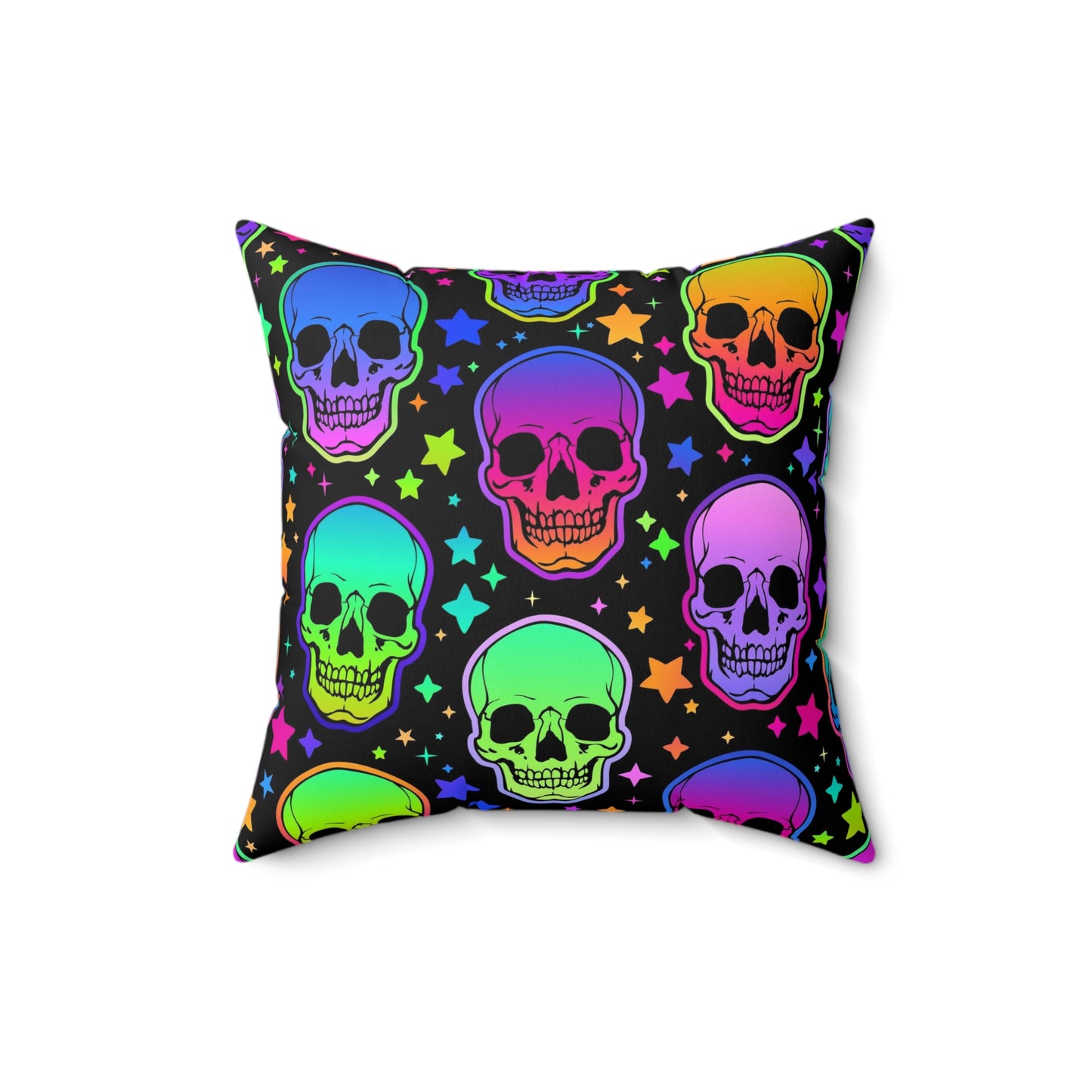 Neon Skull Square Pillow