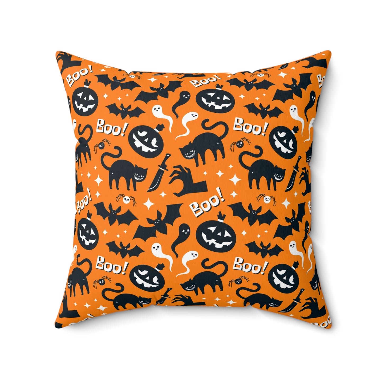 Pumpkin And Ghost Square Pillow