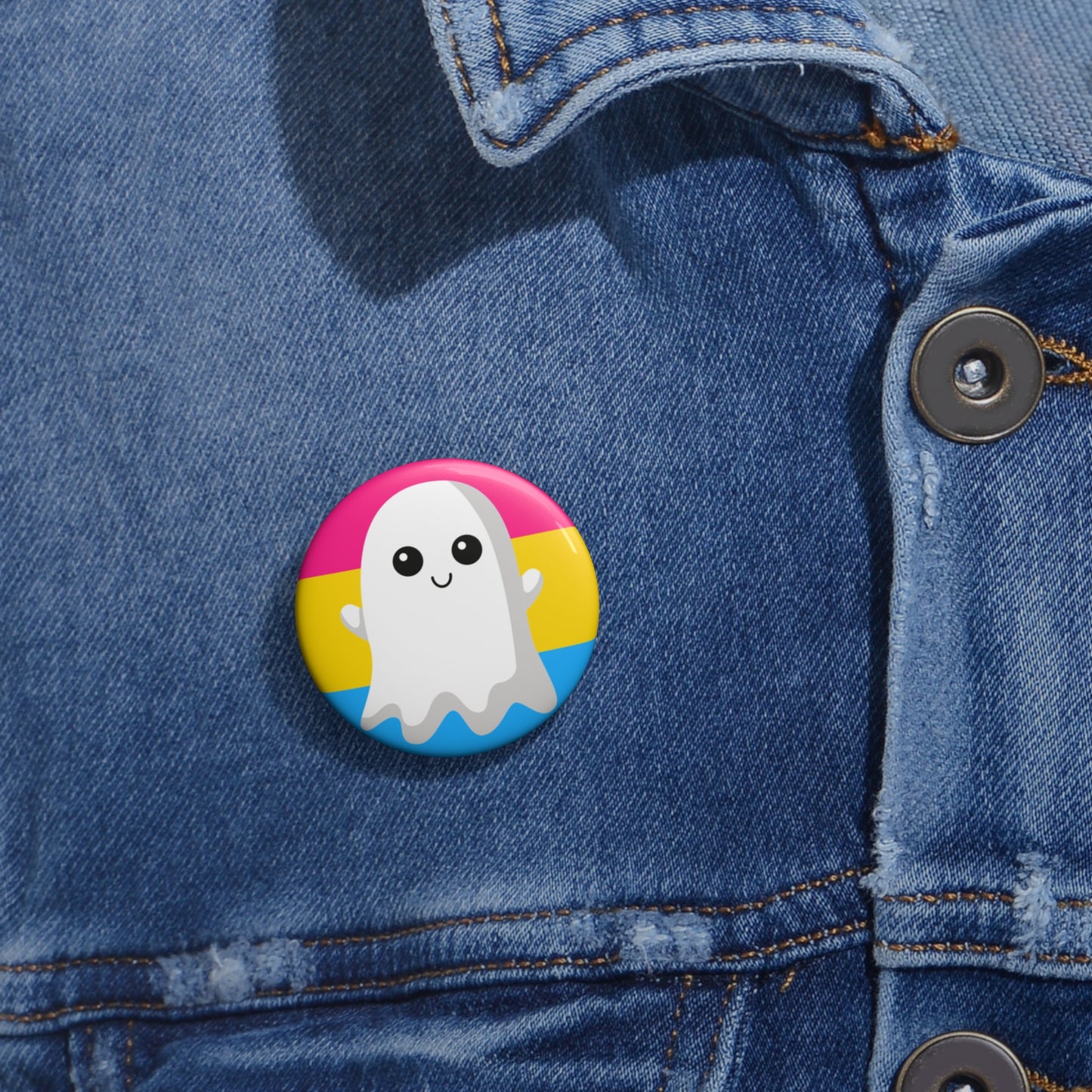 Pansexual Pride Ghost Pin Buttons