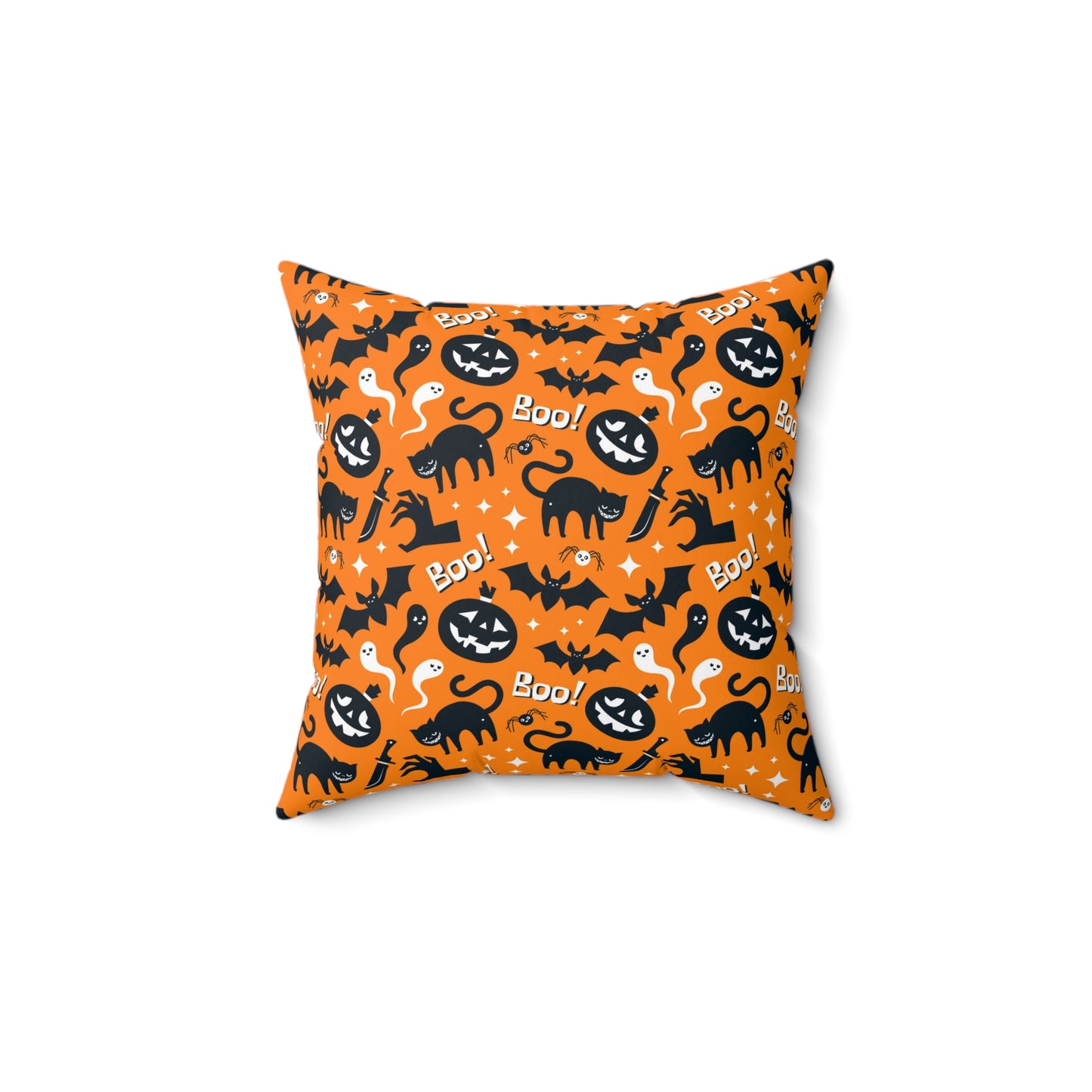 Pumpkin And Ghost Square Pillow