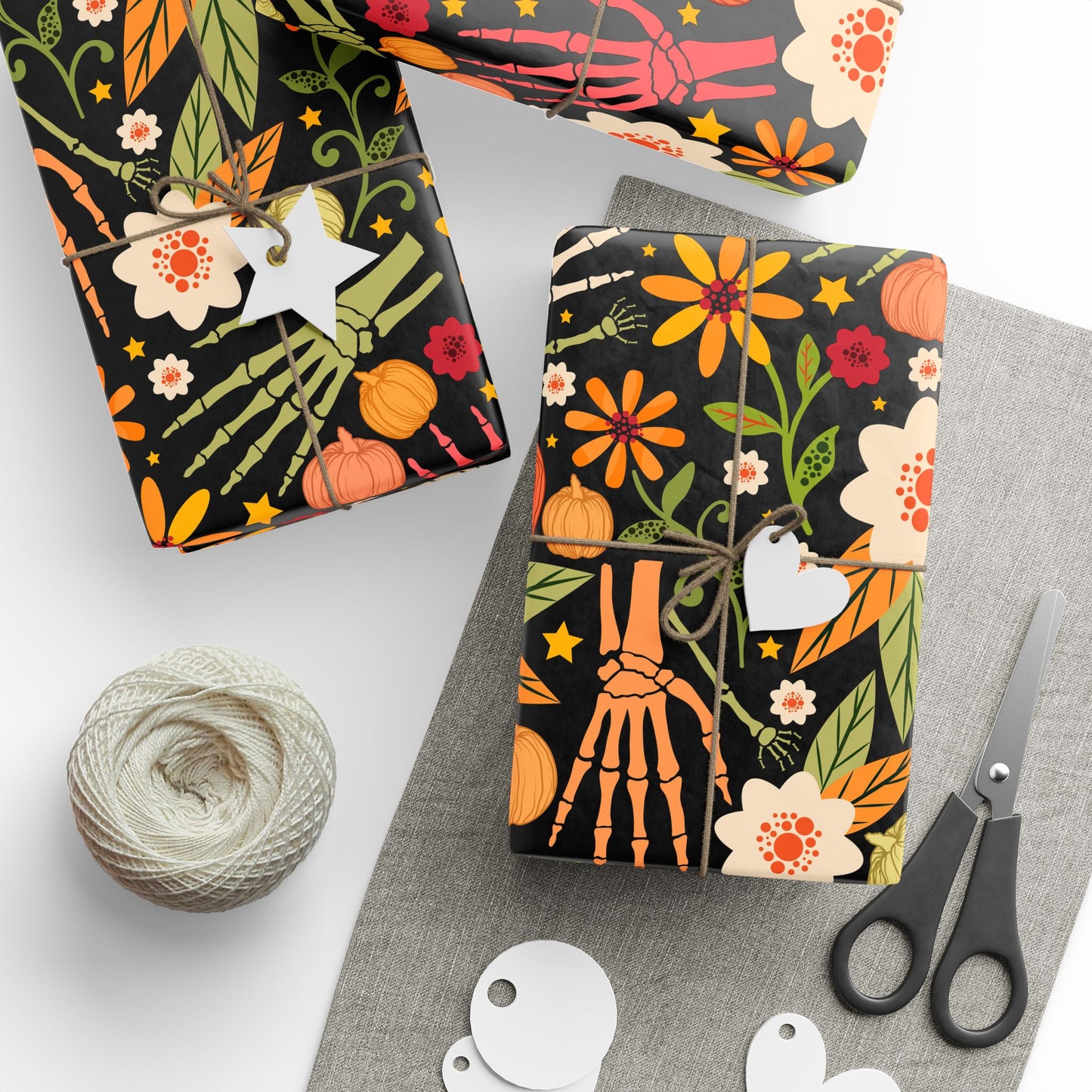 Bones And Flowers Wrapping Paper