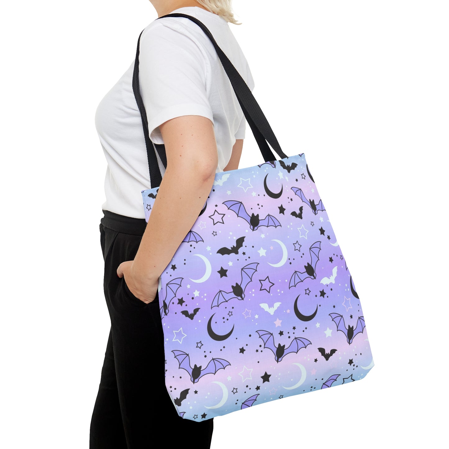 Mond und Fledermäuse Stofftasche