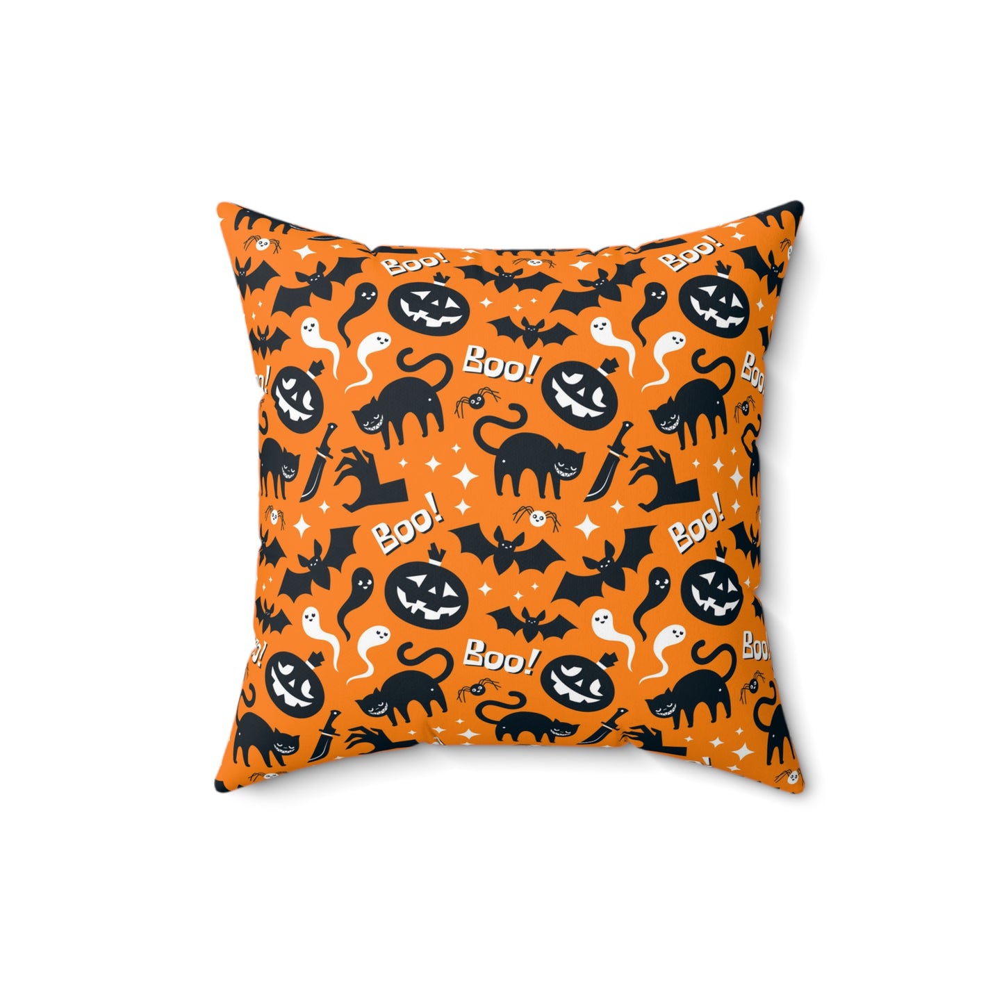 Pumpkin And Ghost Square Pillow