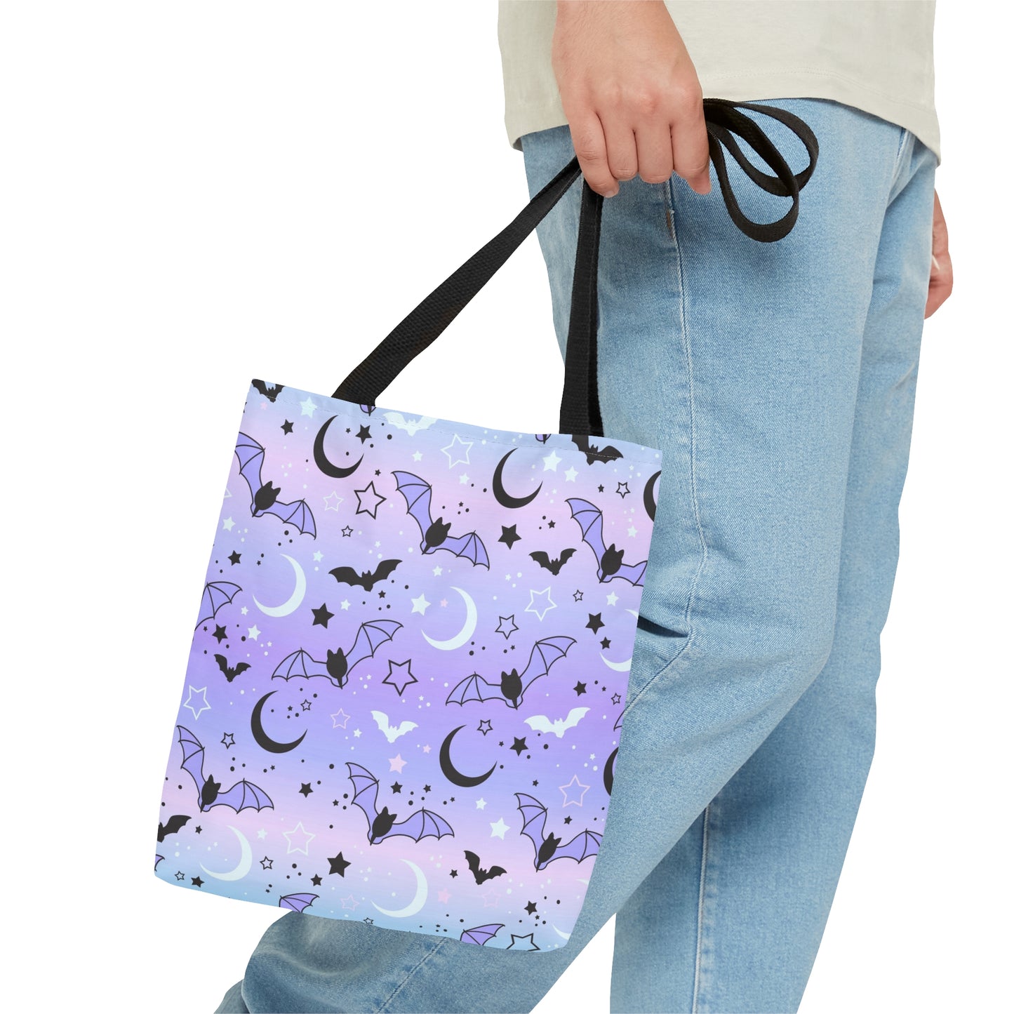 Mond und Fledermäuse Stofftasche