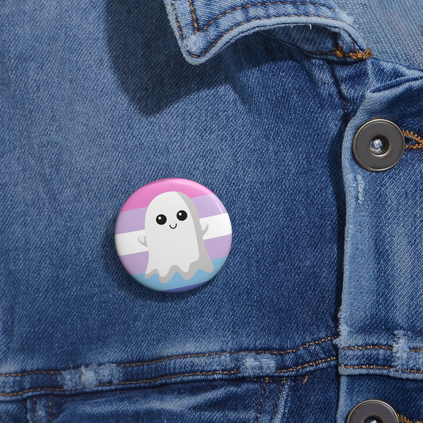 Bigender Ghost Pride Pin Buttons