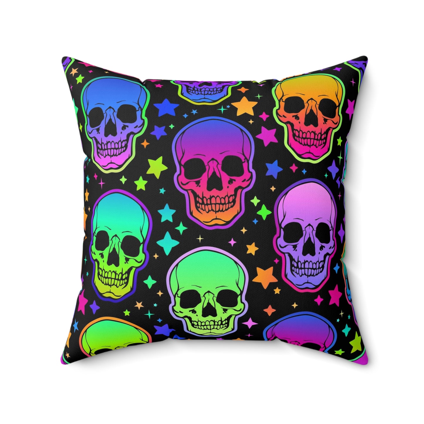 Neon Skull Square Pillow