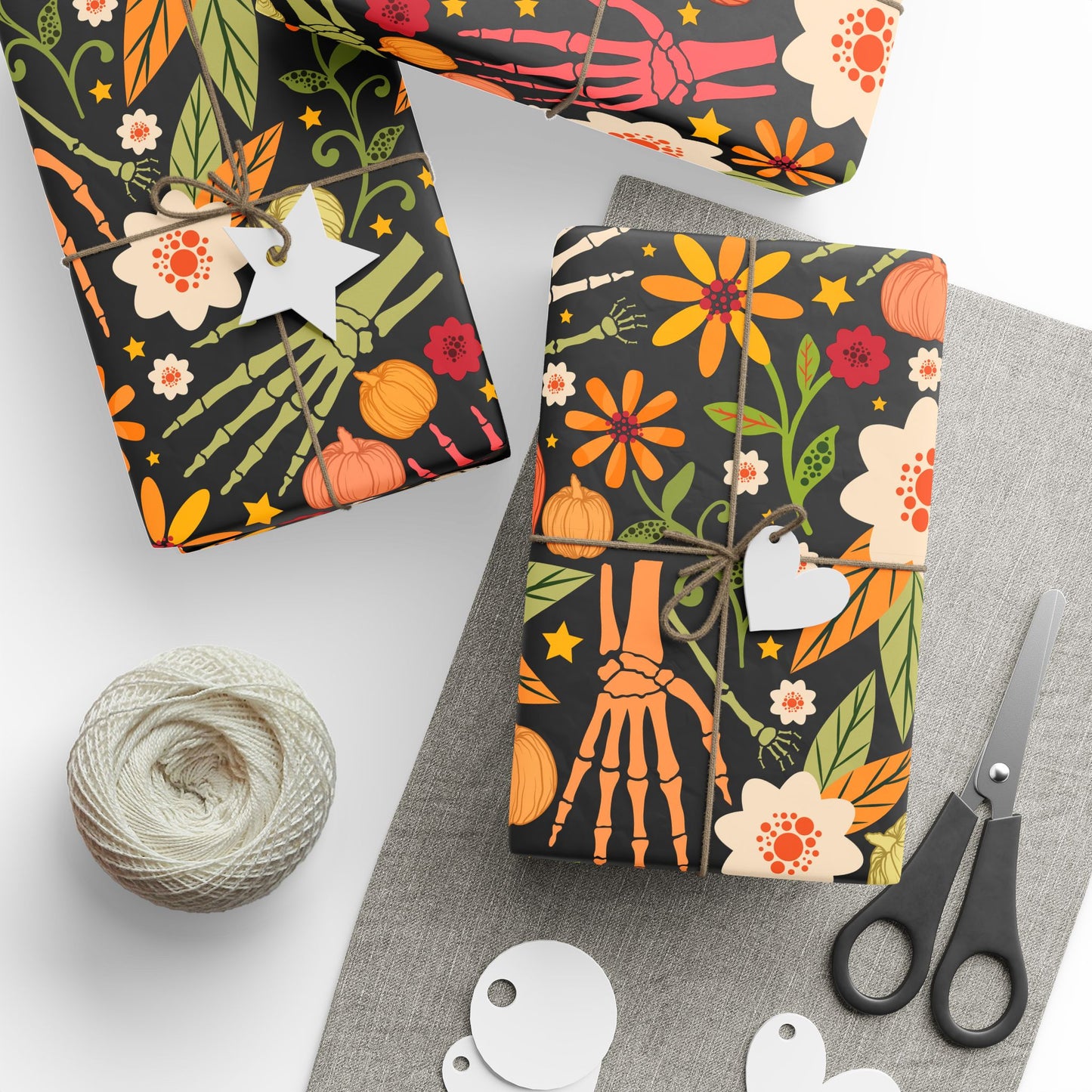 Bones And Flowers Wrapping Paper