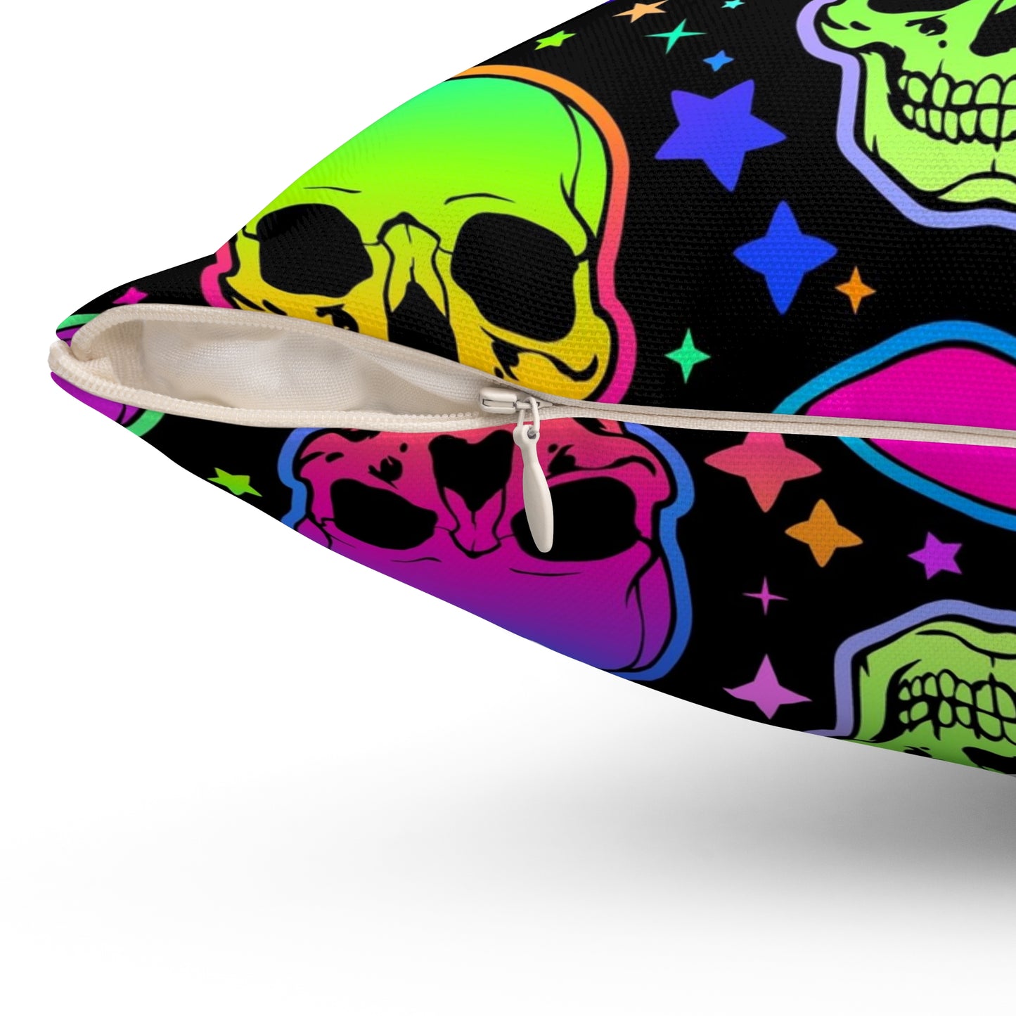 Neon Skull Square Pillow