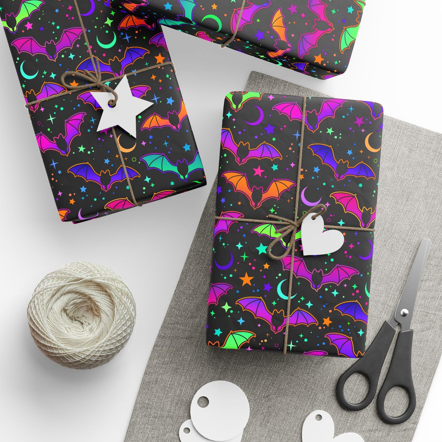 Neon Bats Wrapping Paper