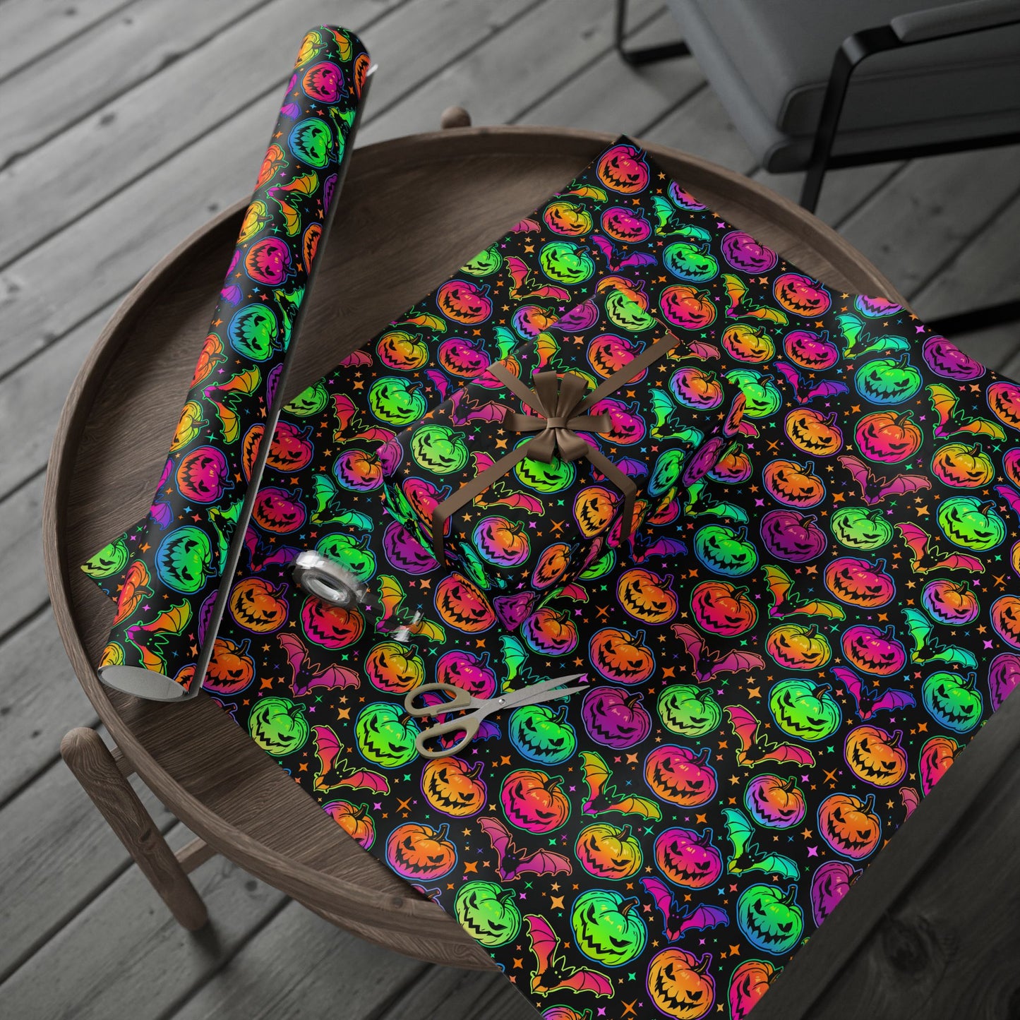 Neon Pumpkin Wrapping Paper