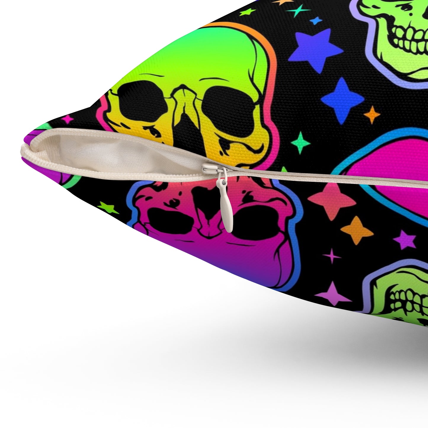 Neon Skull Square Pillow