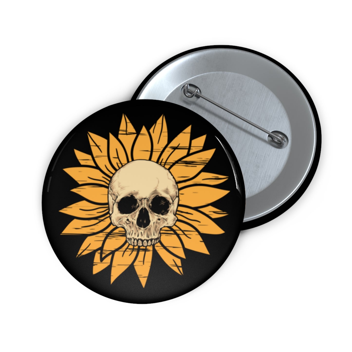 Skull Flower Pin Button