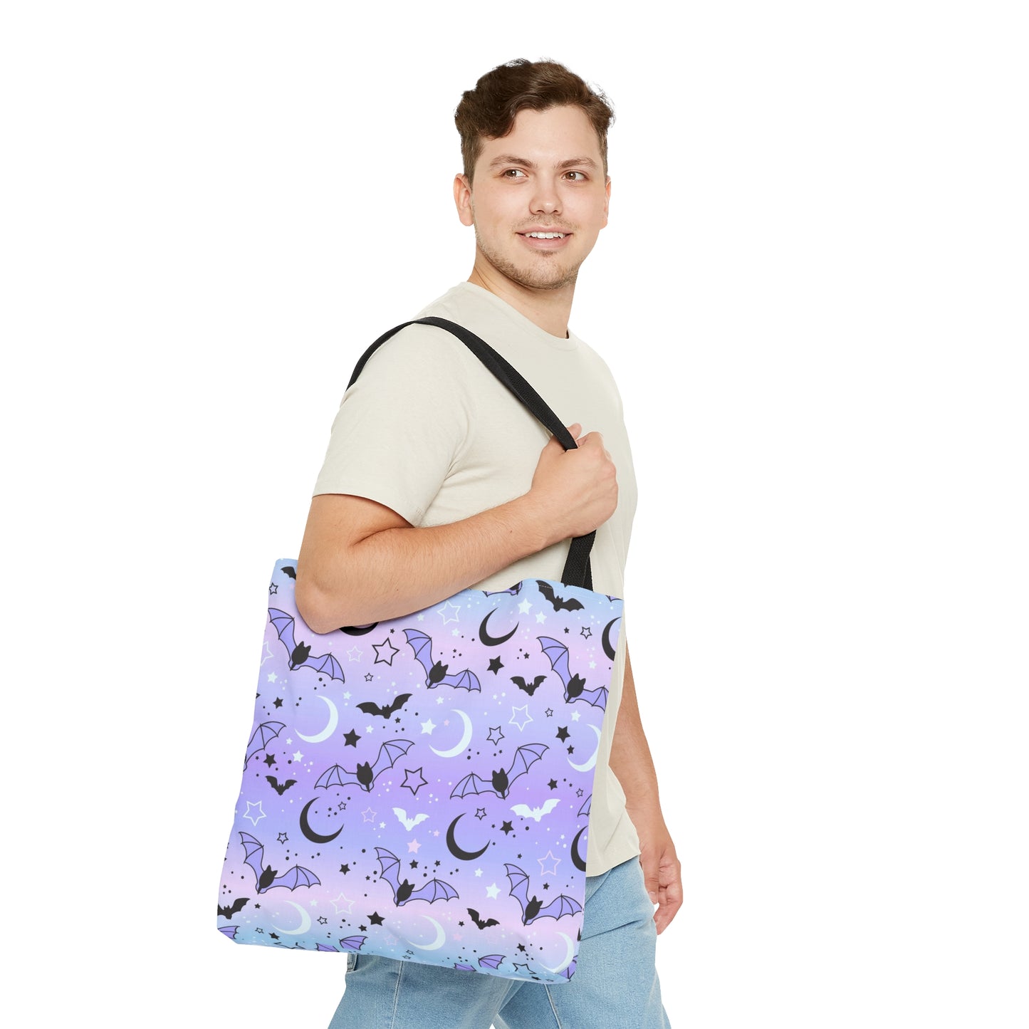 Mond und Fledermäuse Stofftasche