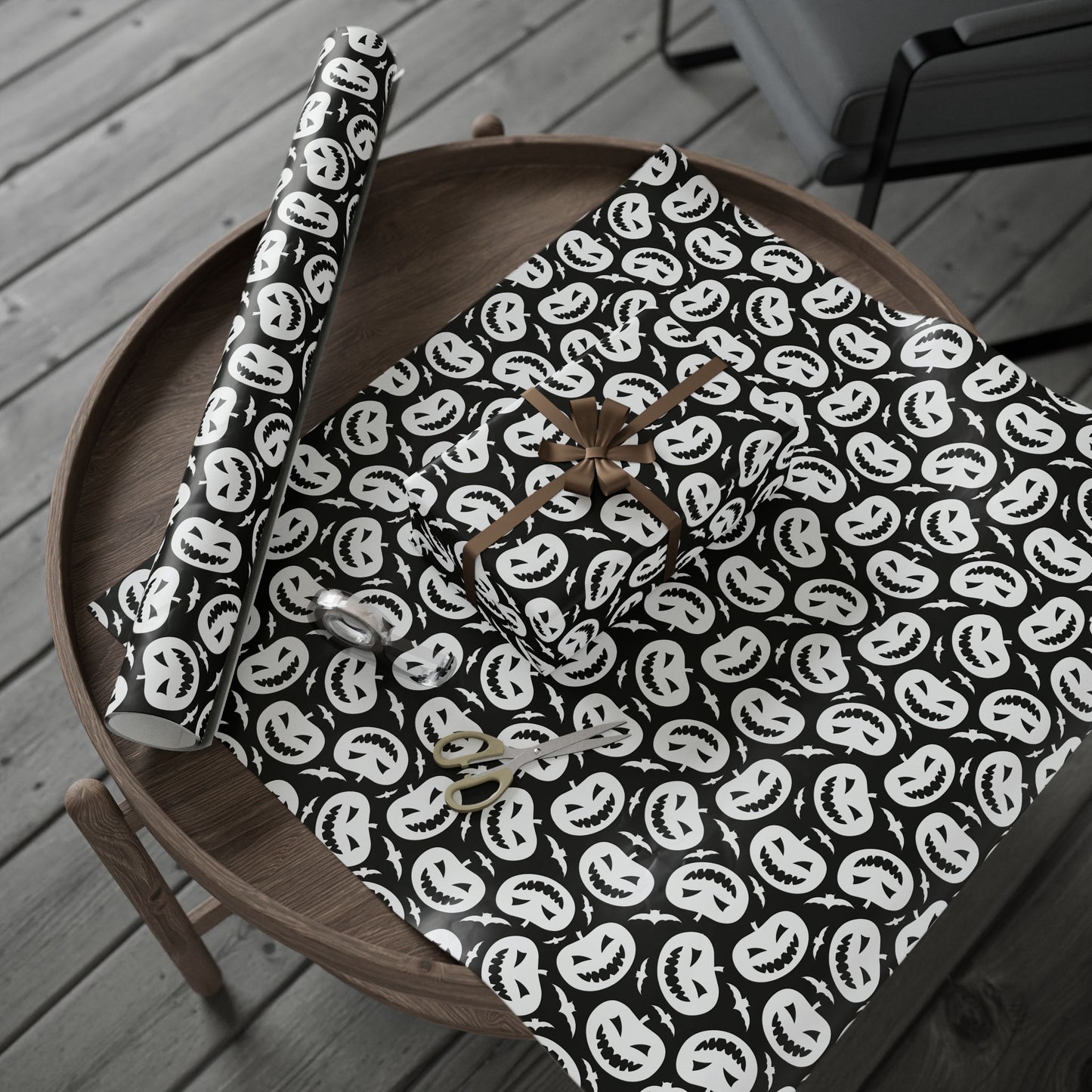 Black and White Pumpkin Wrapping Paper