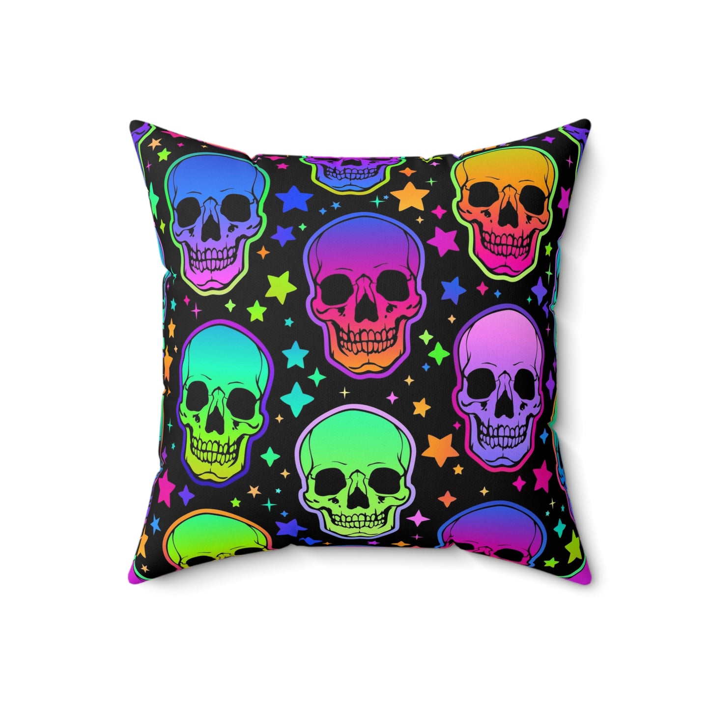 Neon Skull Square Pillow