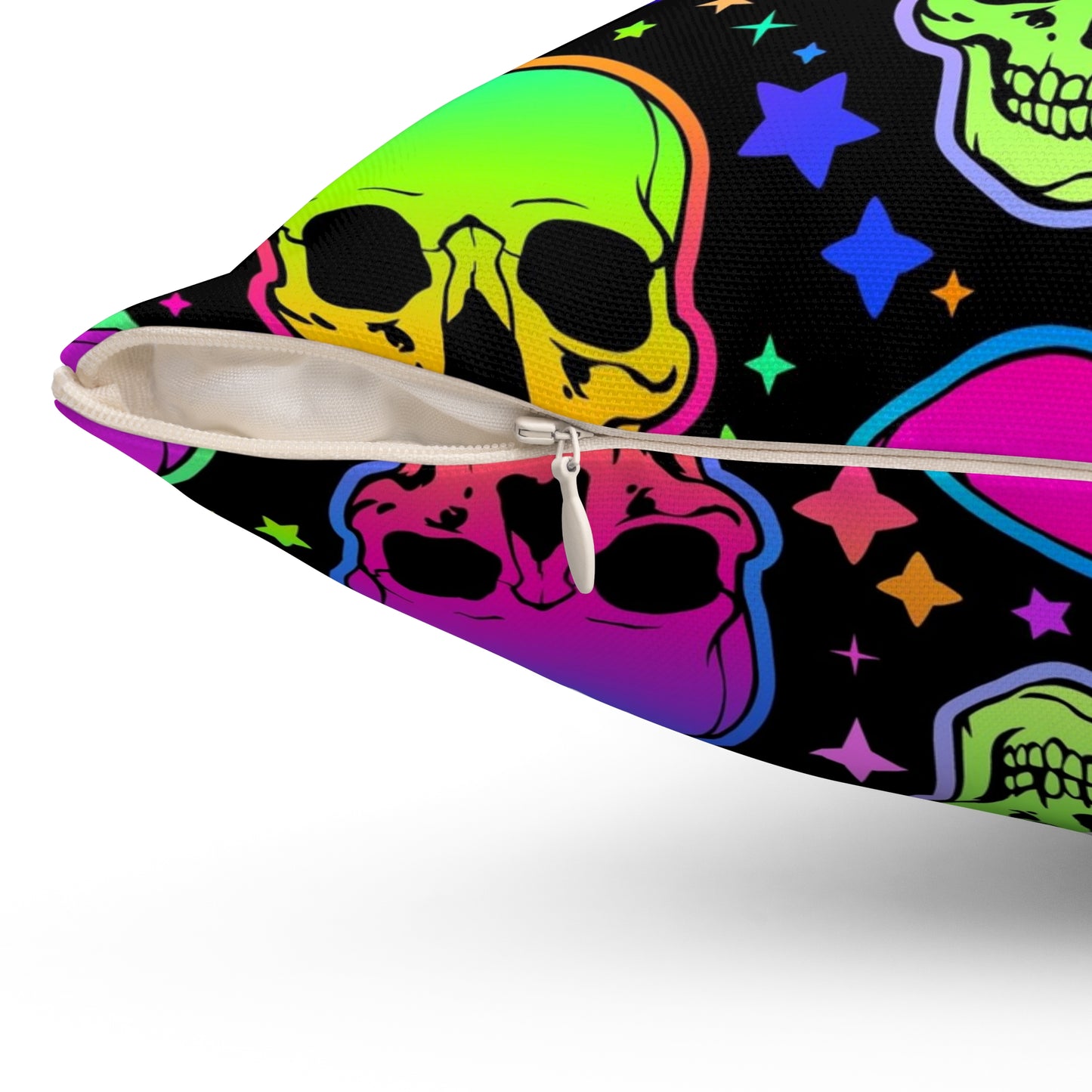 Neon Skull Square Pillow