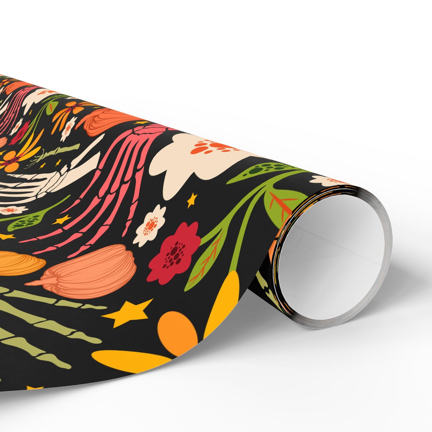 Bones And Flowers Wrapping Paper