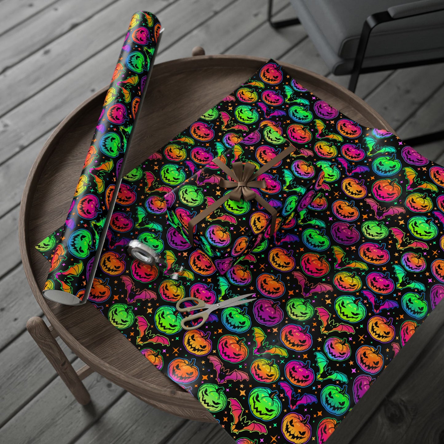 Neon Pumpkin Wrapping Paper