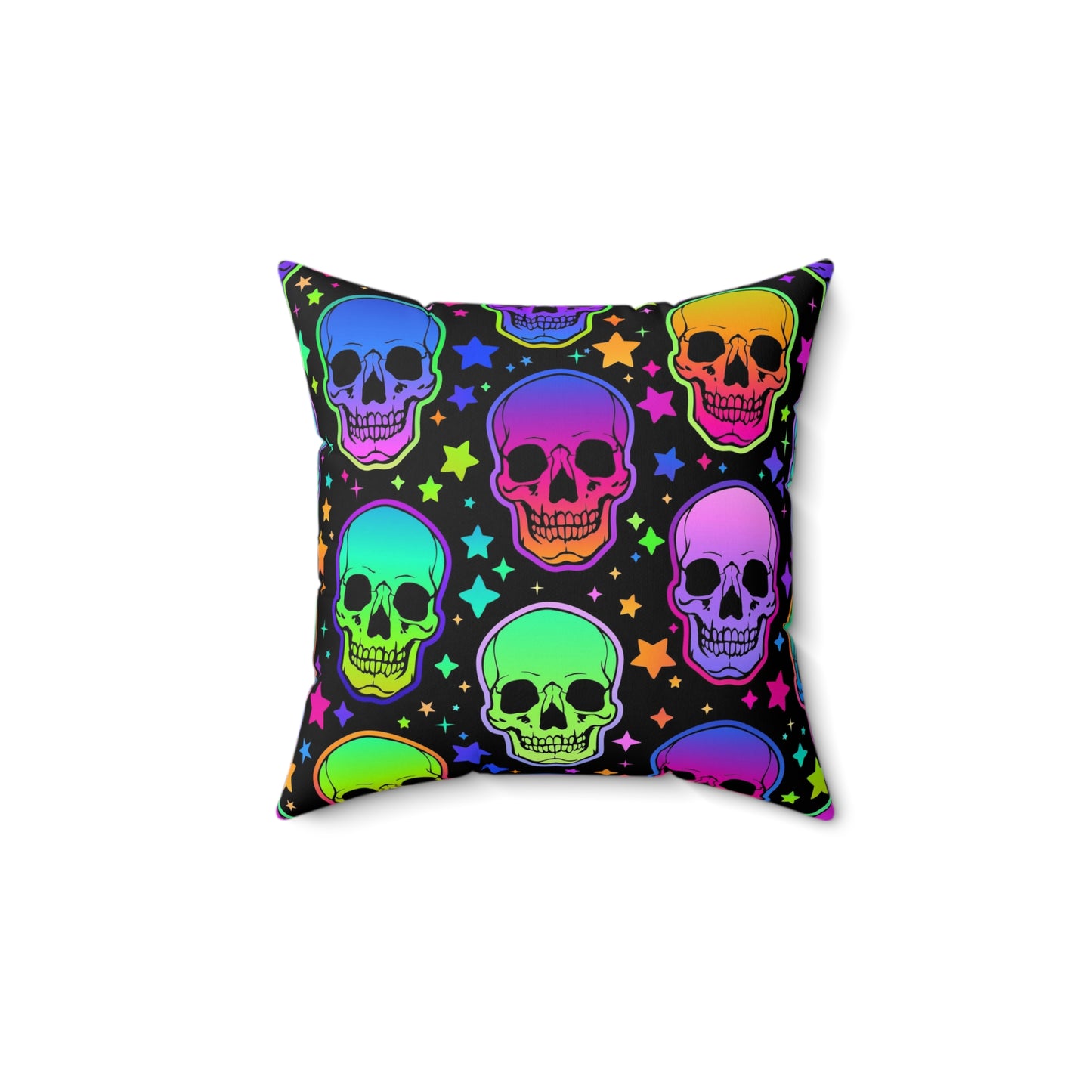 Neon Skull Square Pillow