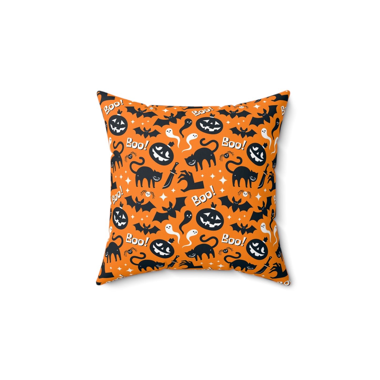 Pumpkin And Ghost Square Pillow