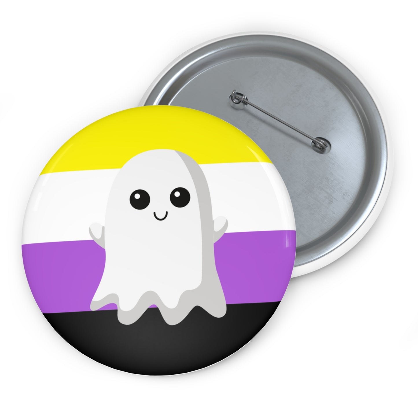 Non-Binary Pride Ghost Pin Buttons