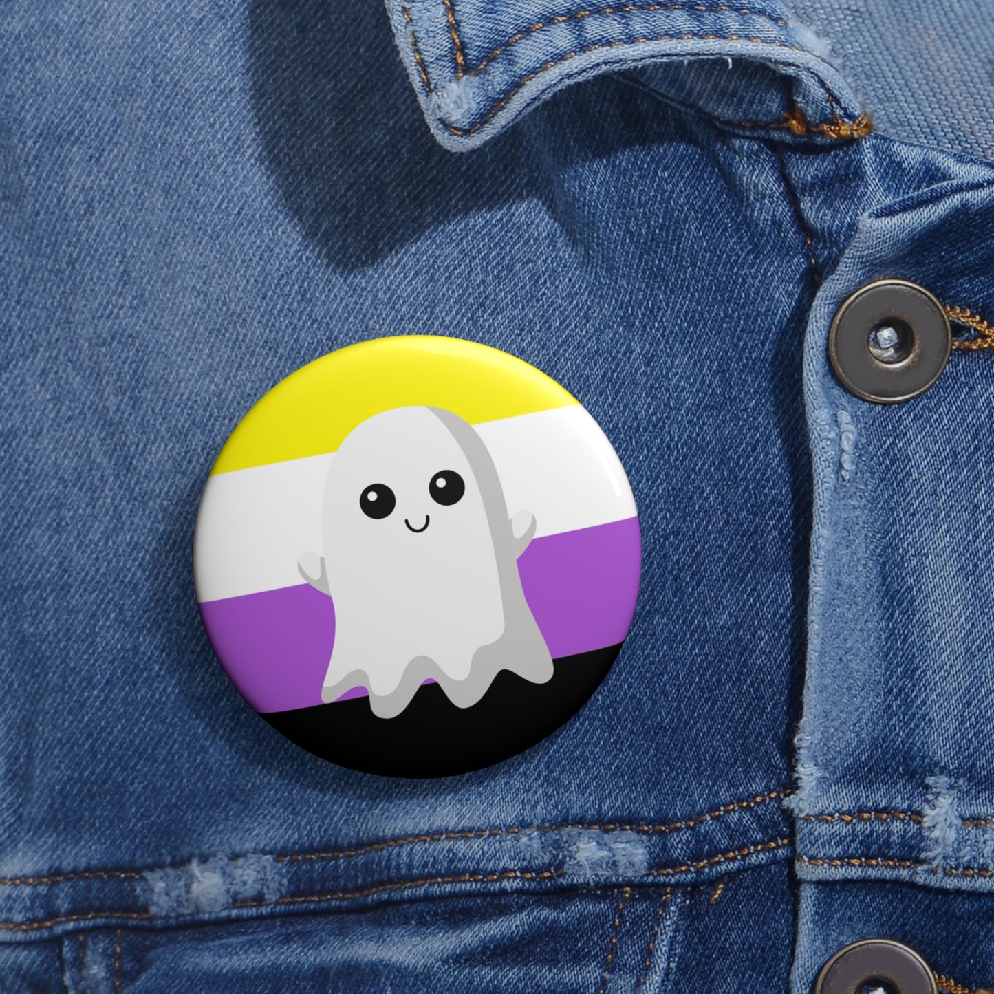 Non-Binary Pride Ghost Pin Buttons