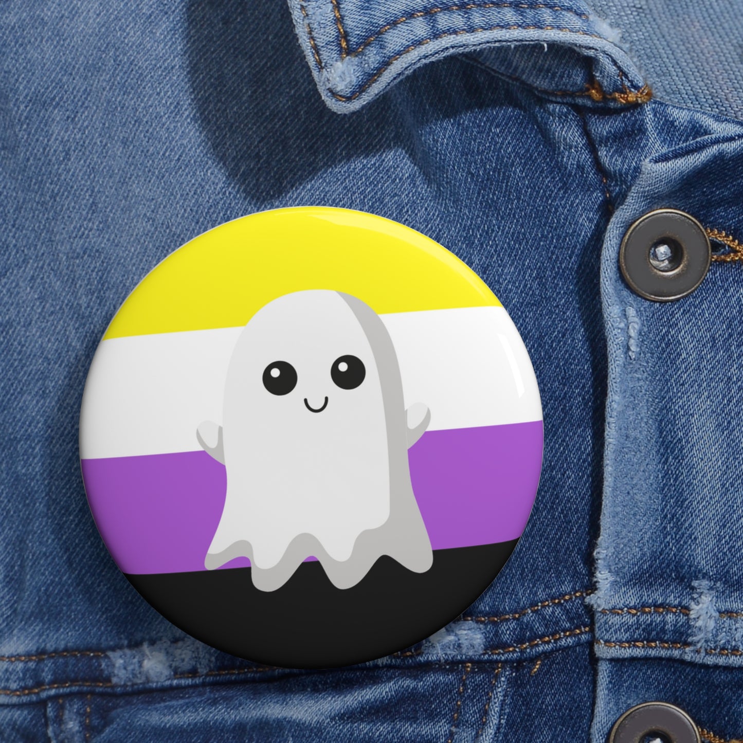 Non-Binary Pride Ghost Pin Buttons