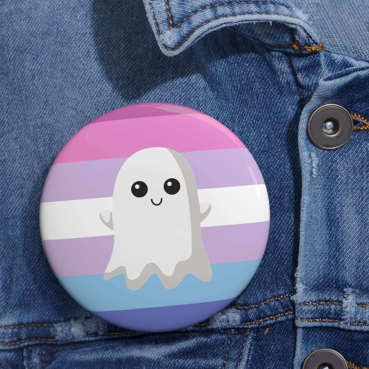 Bigender Ghost Pride Pin Buttons