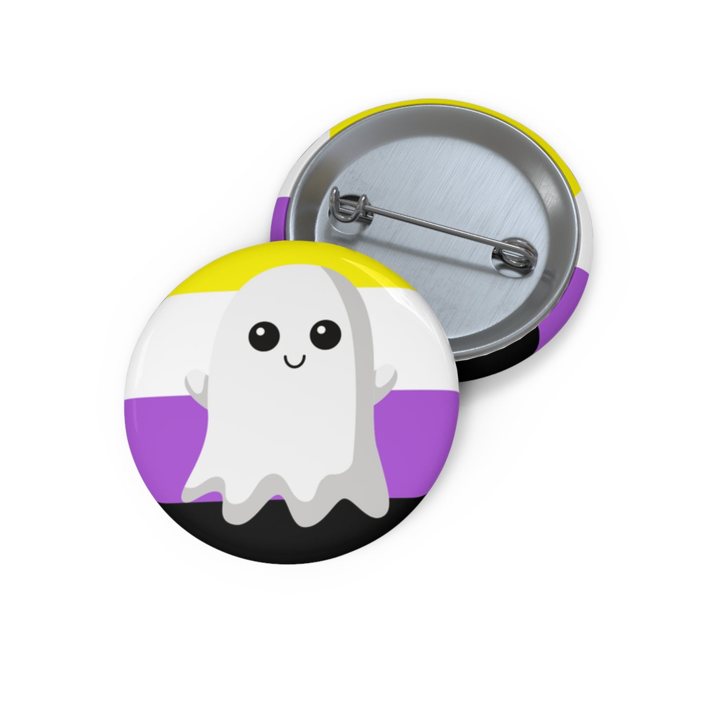 Non-Binary Pride Ghost Pin Buttons