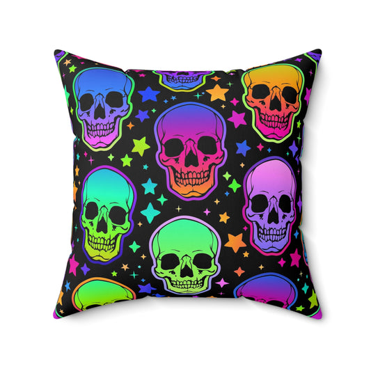 Neon Skull Square Pillow