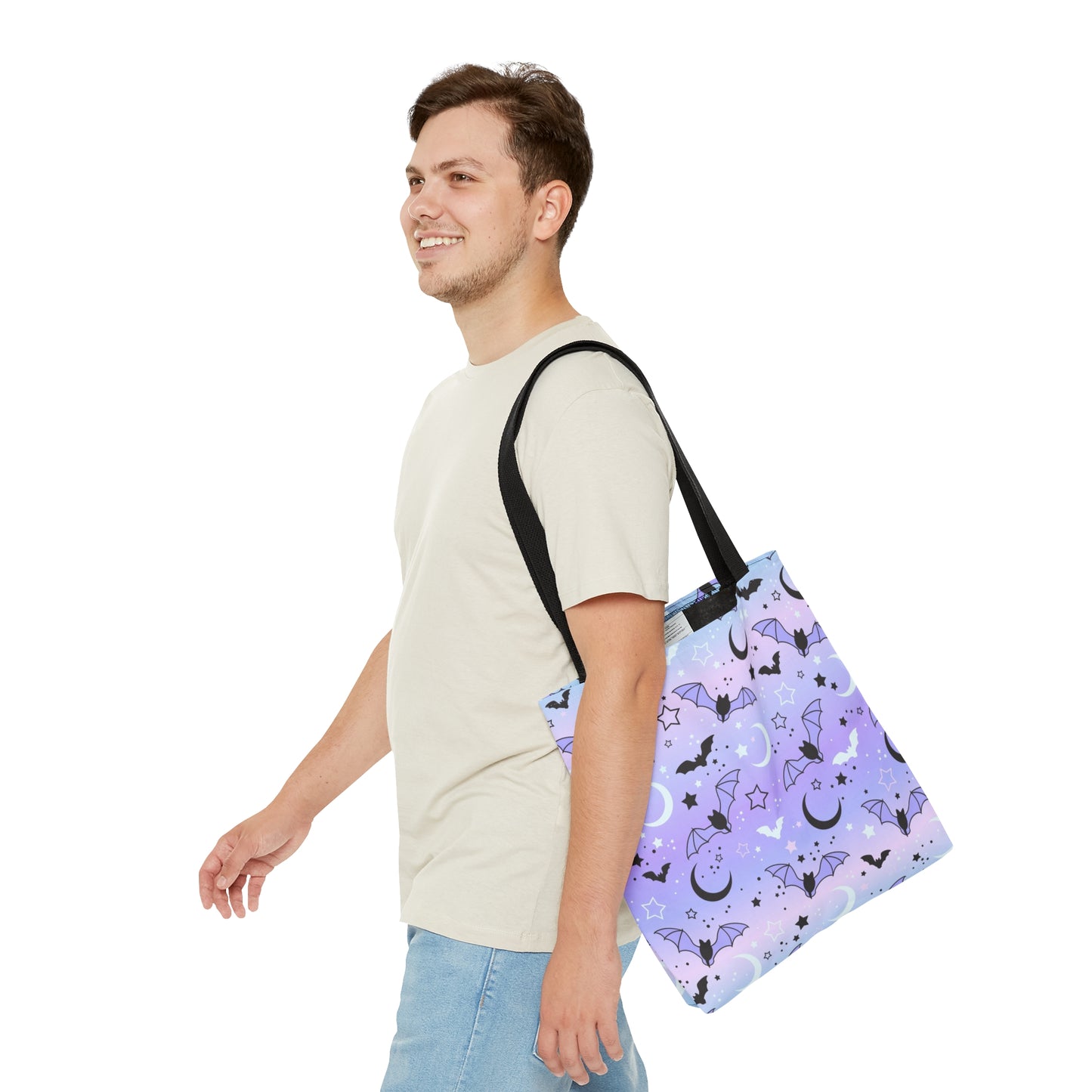 Mond und Fledermäuse Stofftasche