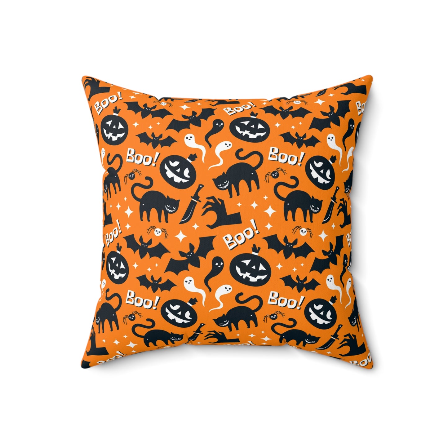 Pumpkin And Ghost Square Pillow