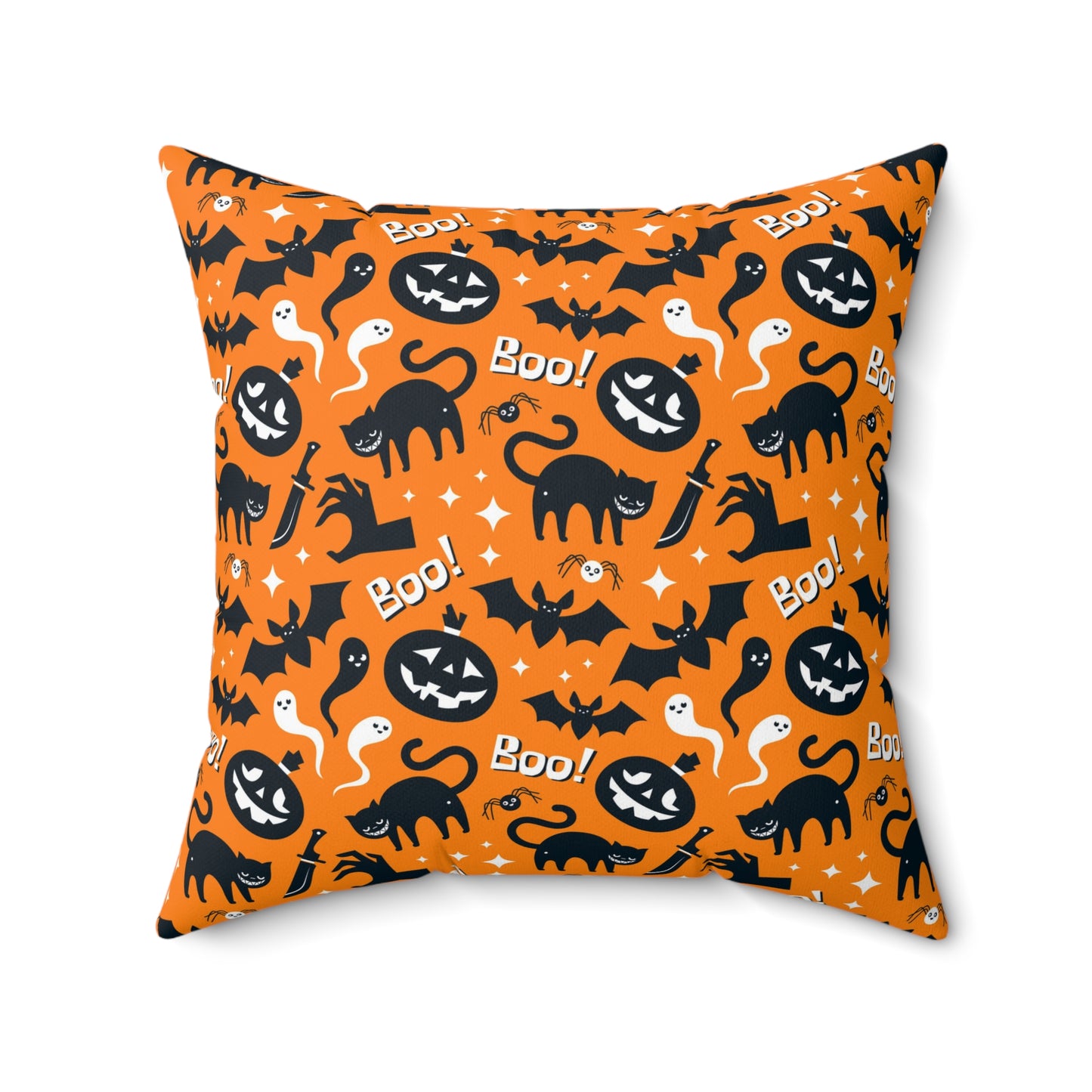 Pumpkin And Ghost Square Pillow