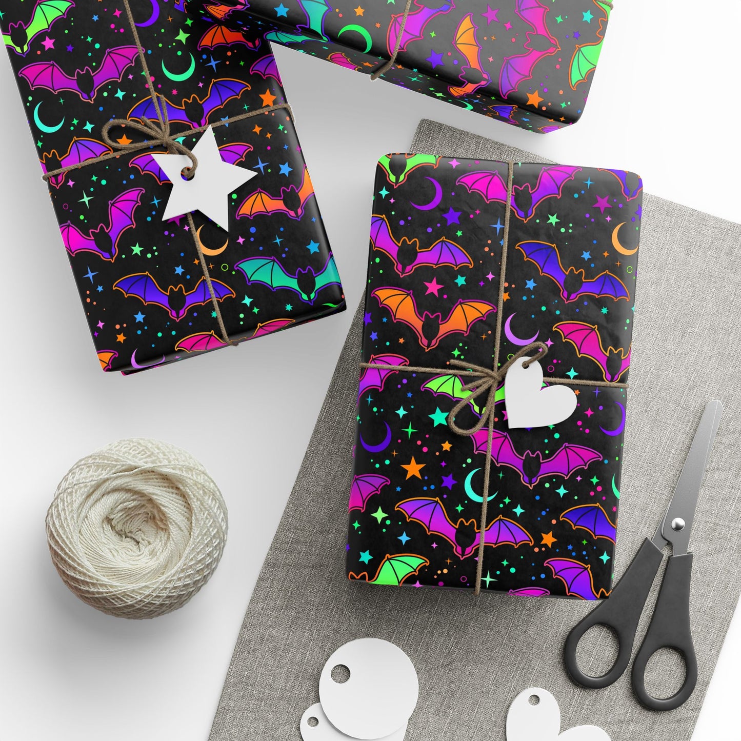 Neon Bats Wrapping Paper