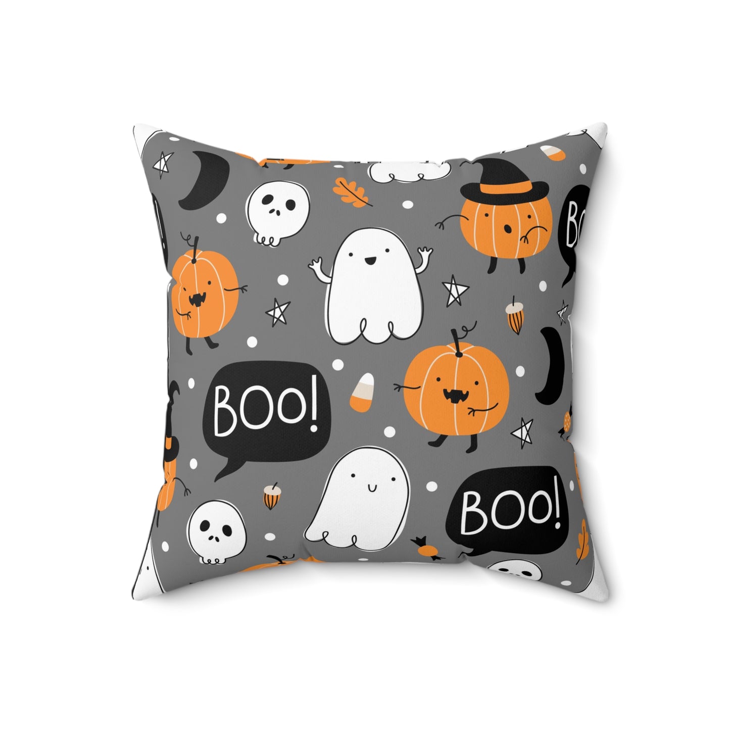 Ghost And Pumpkin Square Pillow