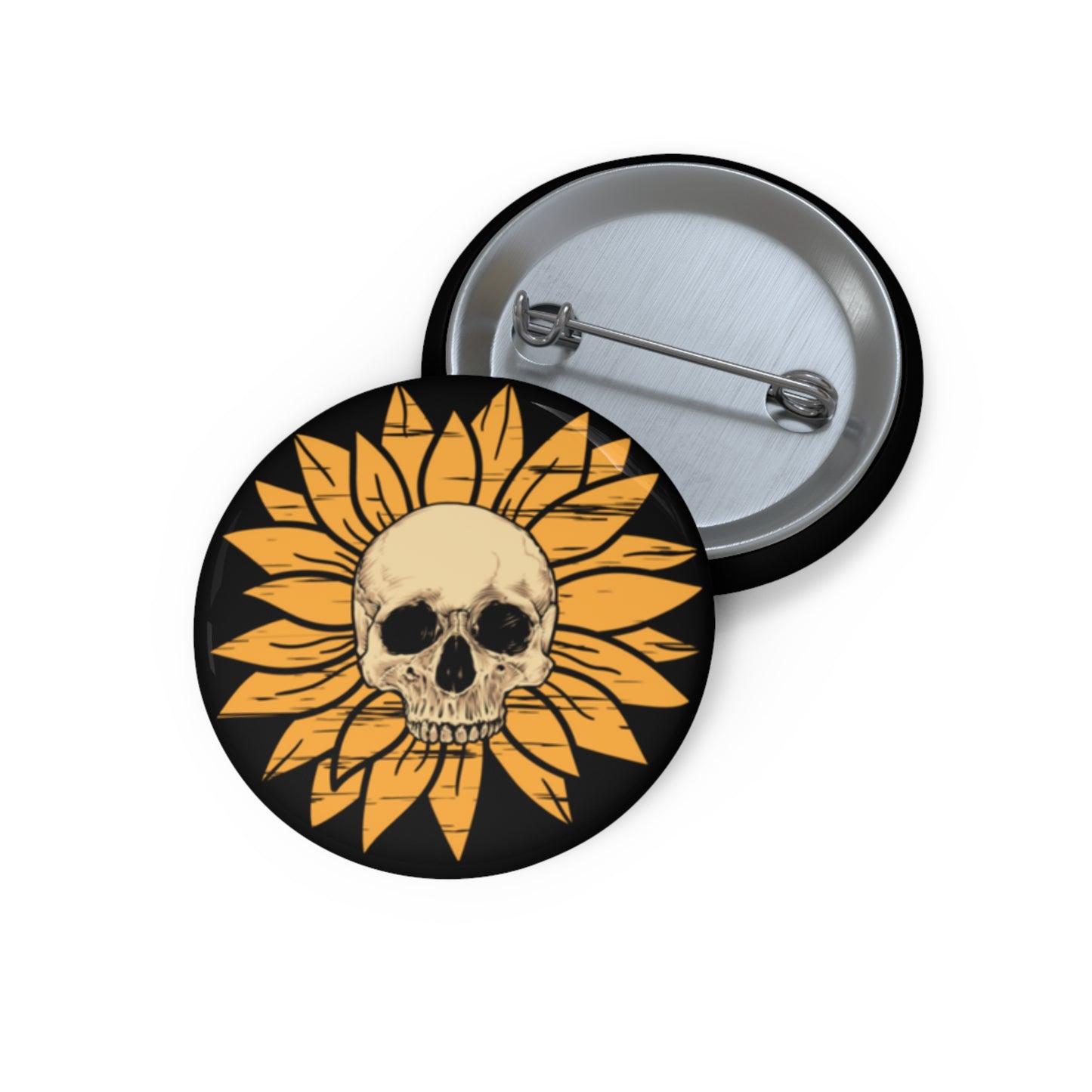 Skull Flower Pin Button